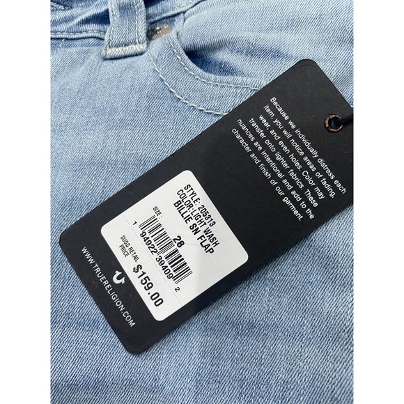 True Religion Billie Jeans Midrise Straight Light Wash Size 28 - Picture 10 of 12